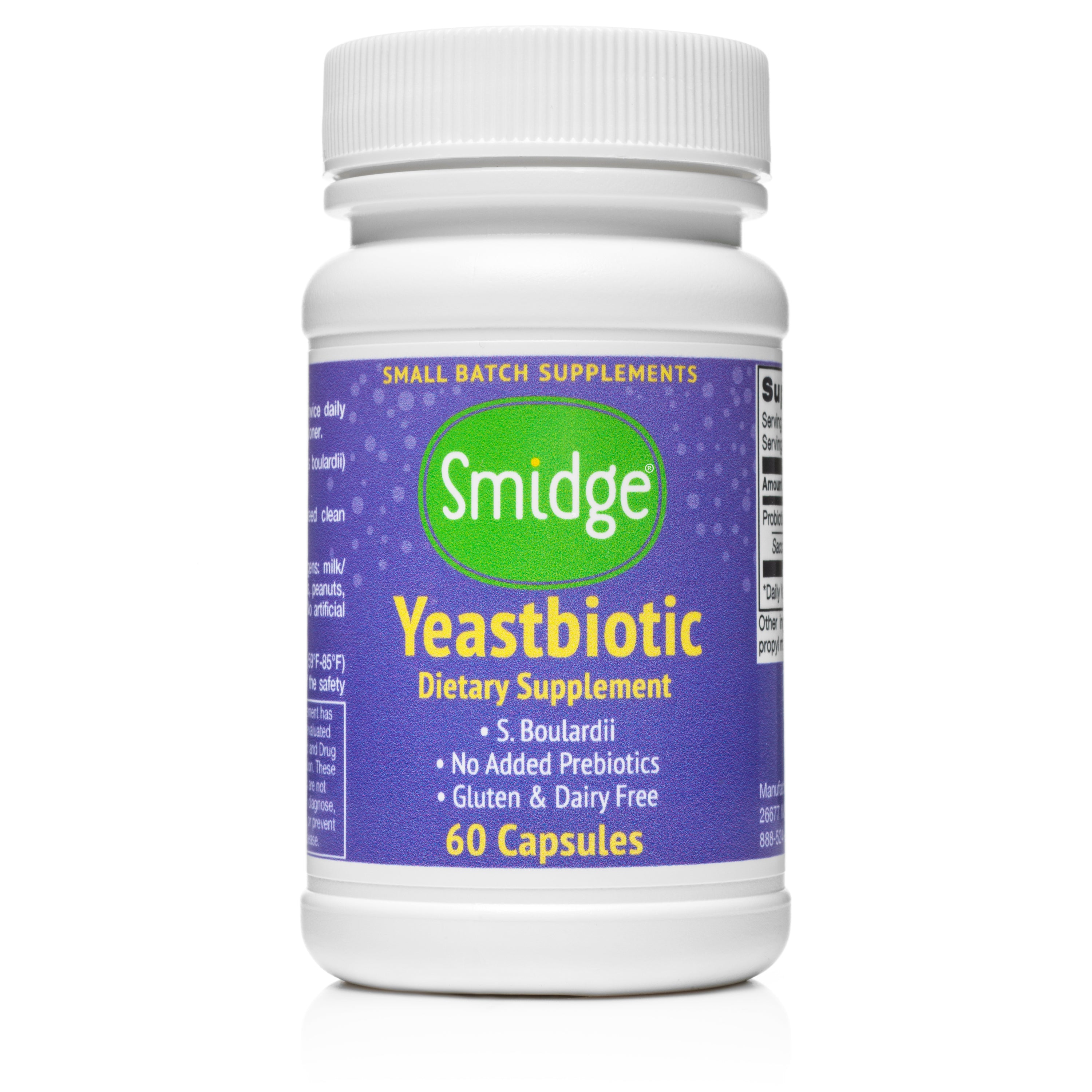 Smidge® Yeastbiotic capsules front label